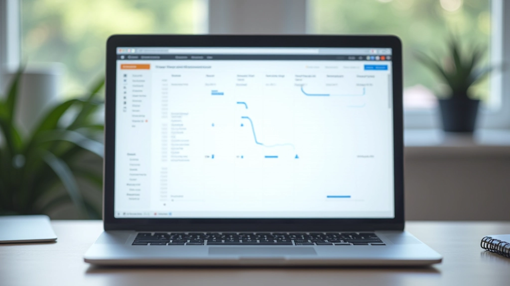 Ecran cu spreadsheet de tracking, cu coloane pentru faze și procente completate marcate cu culori