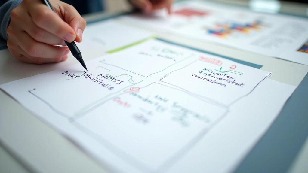 Matrice de prioritate 2x2 pe tablă de lucru, cu sarcini plasate în fiecare cadran