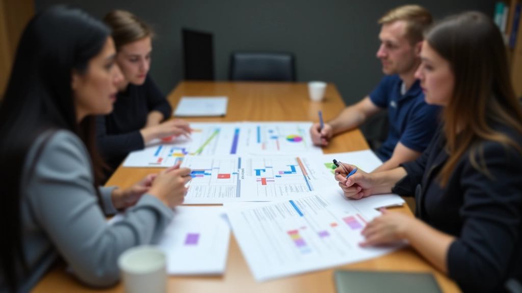 Manager de proiect discutând timeline-uri și estimări cu membrii echipei